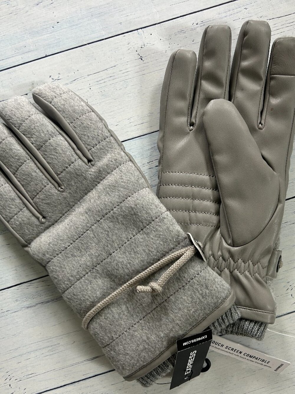nwt express leather tech compatible mens gloves one size